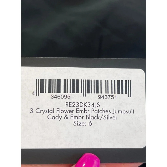 DAVID KOMA Crystal Flower Embroidered Patches Jumpsuit in Black Silver 2 New - Picture 11 of 16